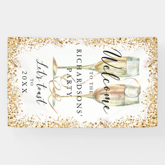 Gold Party Welkomstbanner Spandoek (Horizontaal)