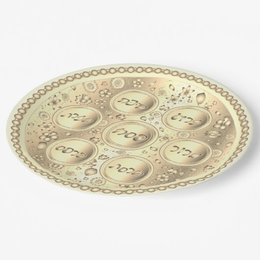 Gold Passover Seder Bord - Papieren borden (Gekanteld)