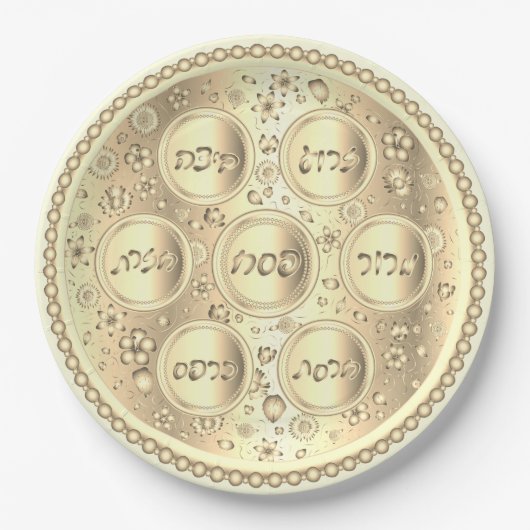 Gold Passover Seder Bord - Papieren borden (Voorkant)