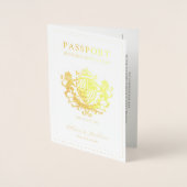 Gold Passport Destination Wedding Invitation Folie Kaarten (Voorkant)