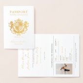 Gold Passport Destination Wedding Invitation Folie Kaarten (Display)