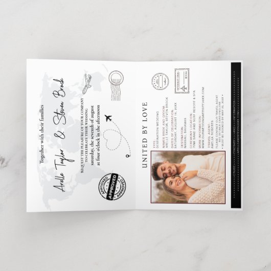 Gold Passport Wedding Uitnodiging (Binnenlaag)