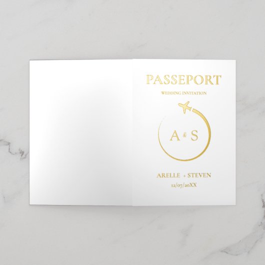 Gold Passport Wedding Uitnodiging (Buiten Laag)