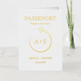 Gold Passport Wedding Uitnodiging