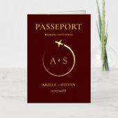 Gold Passport Wedding Uitnodiging (Voorkant)