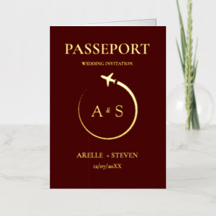 Gold Passport Wedding Uitnodiging