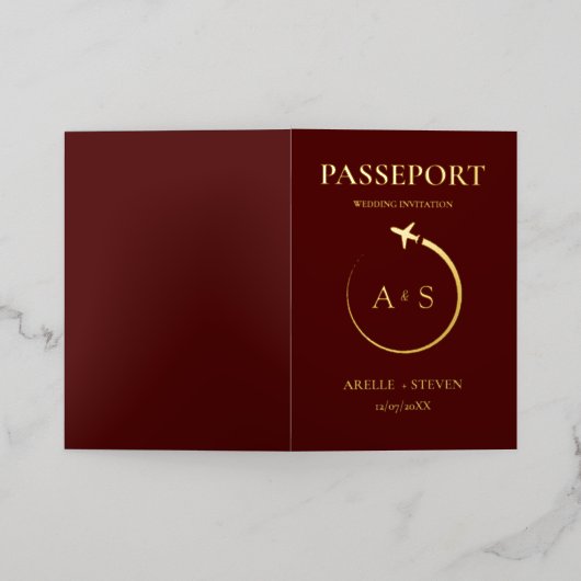 Gold Passport Wedding Uitnodiging (Buiten Laag)