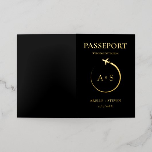 Gold Passport Wedding Uitnodiging (Buiten Laag)
