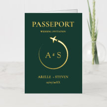 Gold Passport Wedding Uitnodiging