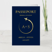 Gold Passport Wedding Uitnodiging (Voorkant)