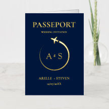 Gold Passport Wedding Uitnodiging