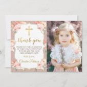 Gold Pastel Coral Floral Community Hartelijk dank Bedankkaart (Voorkant)