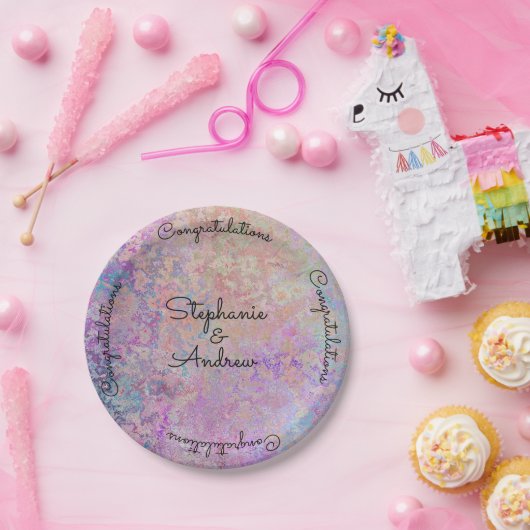 Gold Pastel Marble Party Paper-Borden Papieren Bordje (Feest)