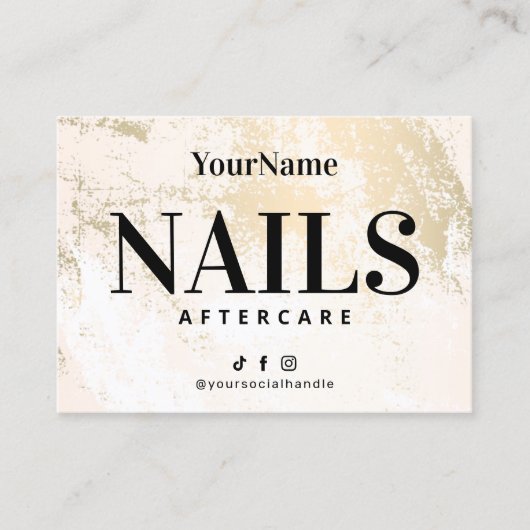 Gold Pastel Nails Aftercare Visitekaartje (Voorkant)
