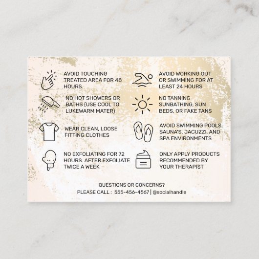 Gold Pastel Waxing Aftercare Visitekaartje (Achterkant)