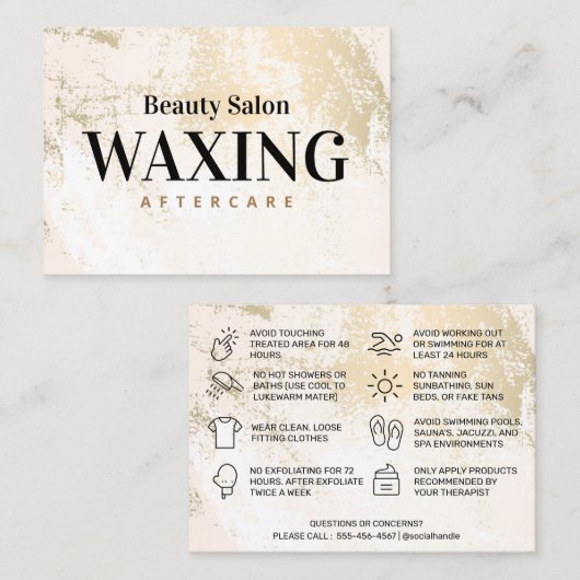 Gold Pastel Waxing Aftercare Visitekaartje (Voorkant / Achterkant)