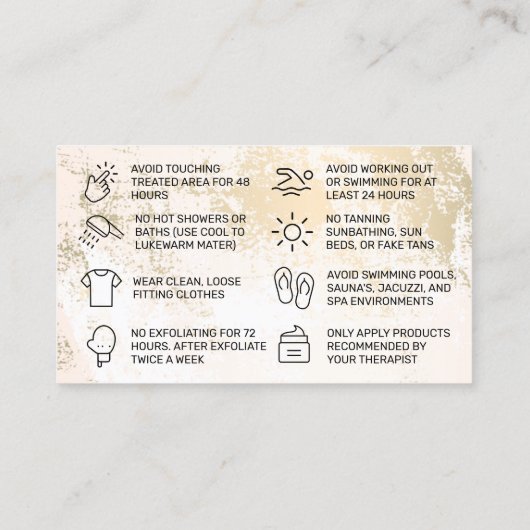 Gold Pastel Waxing Aftercare Visitekaartje (Achterkant)