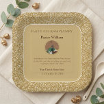 Gold Pastor Appreciation Church Anniversary Papieren Bordje<br><div class="desc">Celebrate your beloved pastor's anniversary with this elegant paper plate design. Featuring a personalized photo of the pastor, this plate is adorned with a shimmering gold glitter border and a warm golden background. The Bible verse Jeremiah 29:11 is prominently displayed, offering a message of hope and divine plans for the...</div>