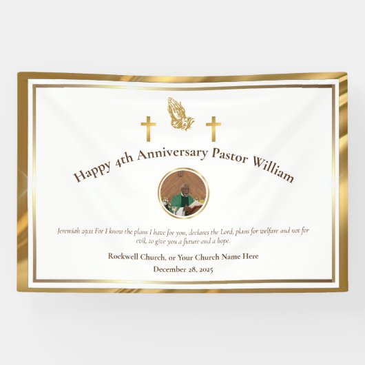 Gold Pastor Appreciation Church Jubileum Event Spandoek (Horizontaal)