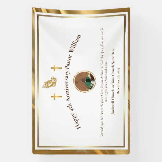 Gold Pastor Appreciation Church Jubileum Event Spandoek (Verticaal)