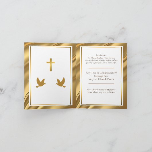 Gold Pastor Appreciation Church Jubileum Kaart (Binnen)