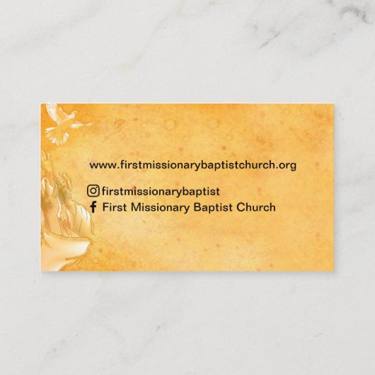 Gold Pastor of Deacon Photo Church Visitekaartje (Achterkant)