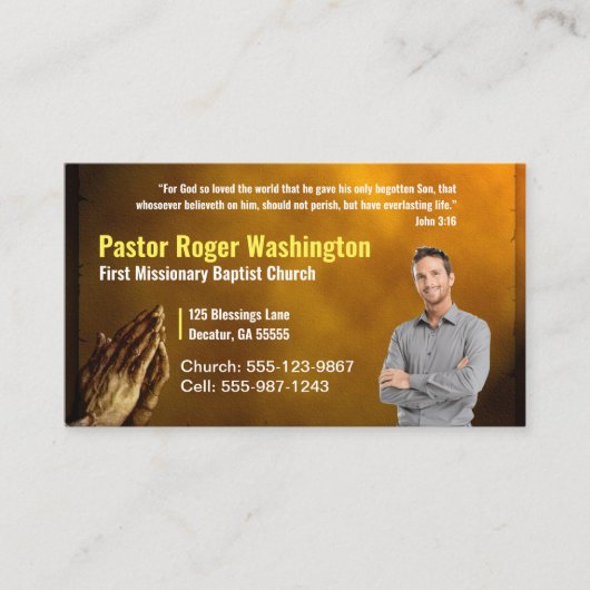 Gold Pastor of Deacon Photo Church Visitekaartje (Voorkant)