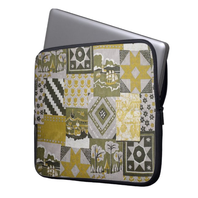 Gold Patchwork-laptophoes Laptop Sleeve (Voorkant Links)