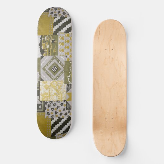 Gold Patchwork Skateboard Deck (Voorkant)