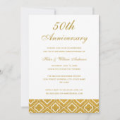 Gold Pattern 50th Wedding Jubileum Invitation Kaart (Voorkant)