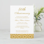 Gold Pattern 50th Wedding Jubileum Invitation Kaart (Staand voorkant)