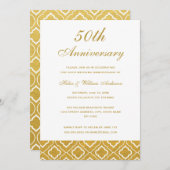 Gold Pattern 50th Wedding Jubileum Invitation Kaart (Voorkant / Achterkant)