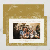 Gold Pattern Custom Photo Christmas Holiday Kaart (Voorkant / Achterkant)