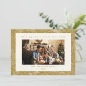 Gold Pattern Custom Photo Christmas Holiday Kaart (Staand voorkant)
