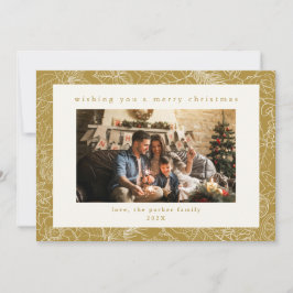 Gold Pattern Custom Photo Christmas Holiday Kaart