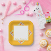 Gold Pattern georiënteerde Borden voor vierkant pa Papieren Bordje (Feest)