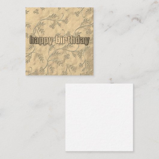 Gold Pattern Happy Birthday Notitiekaartje (Voorkant / Achterkant)