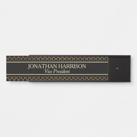 Gold Pattern op Black Professional Naam Bord Deurbordje (Voorkant)