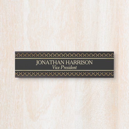 Gold Pattern op Black Professional Naam Bord Deurbordje (Voorkant)