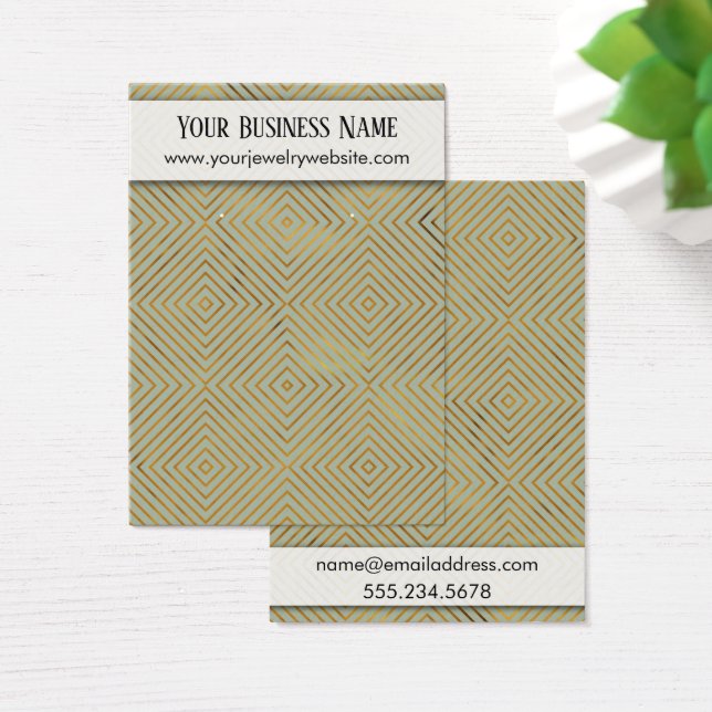 Gold Pattern Sage Green Earring Holder Display Visitekaartje (Bureau)