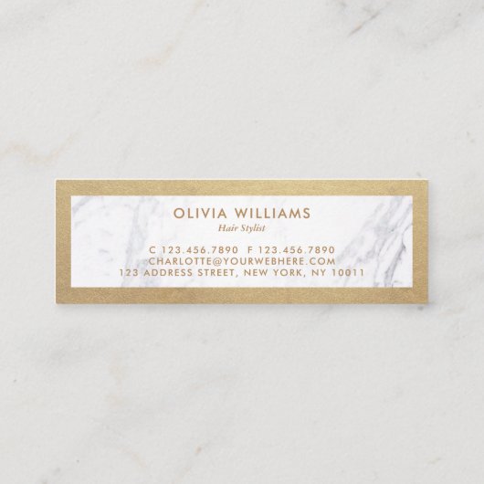 Gold Pattern Scissors Marble Haarstylist Discount Mini Visitekaartje (Achterkant)