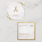 Gold Pattern Scissors Marble Haarstylist Discount Vierkante Visitekaartje (Voorkant / Achterkant)
