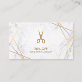 Gold Pattern Scissors Marble Haarstylist Discount Visitekaartje