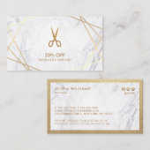 Gold Pattern Scissors Marble Haarstylist Discount Visitekaartje (Voorkant / Achterkant)
