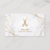 Gold Pattern Scissors Marble Haarstylist Discount Visitekaartje (Voorkant)