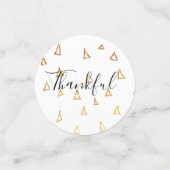 Gold Pattern Thankful Grateful Bless Script Confetti (Kleine voorkant)