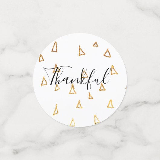Gold Pattern Thankful Grateful Bless Script Confetti (Kleine voorkant)