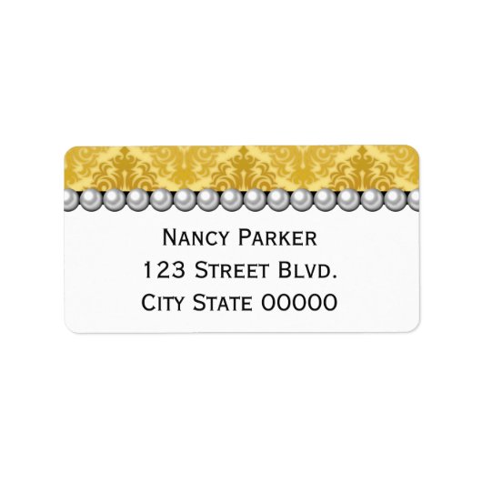 Gold Patterned en Pearls Etiket (Voorkant)