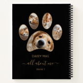 Gold Paw Pet Photo Collage Name Black Journal Notitieboek (Achterkant)