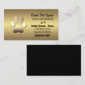 Gold Paw Print Dog Pet Grooming Service Business Visitekaartje (Voorkant / Achterkant)